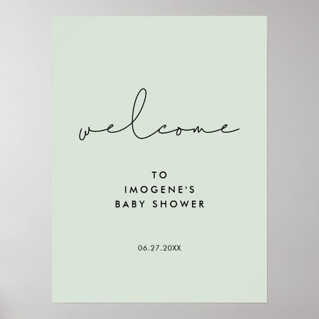 Affiche Baby shower minimaliste manuscrit (Devant)