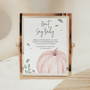 Affiche Baby shower minimaliste rose Citrouille ne pas dir