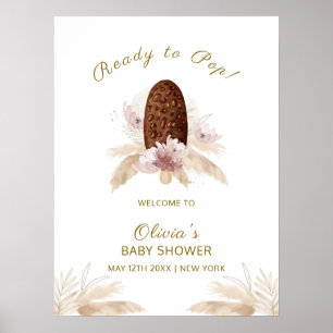 Affiche Baby shower moderne Boho Ice Cream Popcicle Bienve