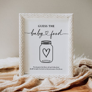 Affiche Baby shower moderne Script Devinez Le Panneau Alim