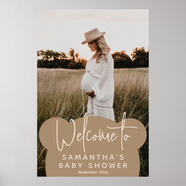 Affiche Baby shower moderne simple minimaliste Accueil pho (Devant)