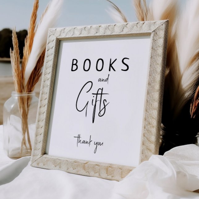 Affiche Baby shower moderne simple Neutral Livres et Cadea (Créateur téléchargé)