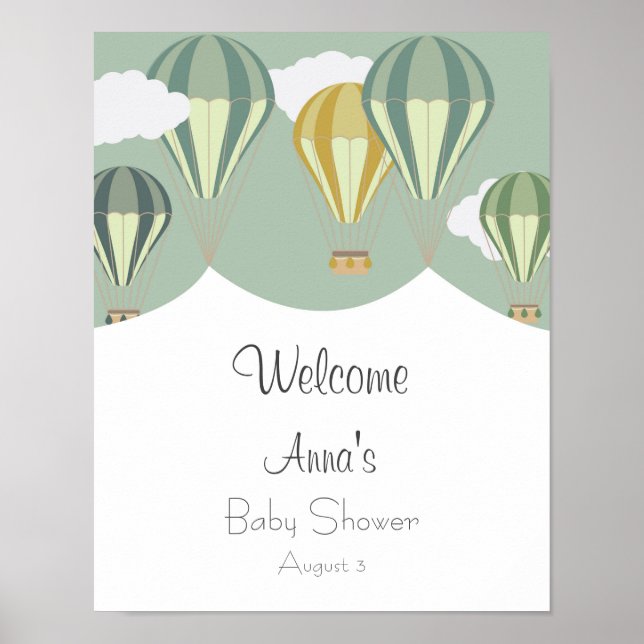 Affiche Baby shower montgolfière bienvenue (Devant)