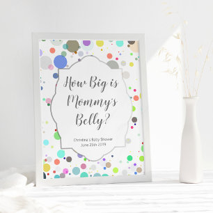 Affiche baby shower multicolore : "Quelle est la taille du