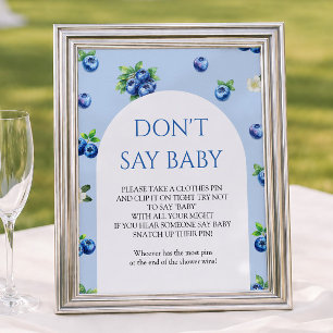 Affiche Baby Shower Myrtille Ne dites pas Bébé Jeu