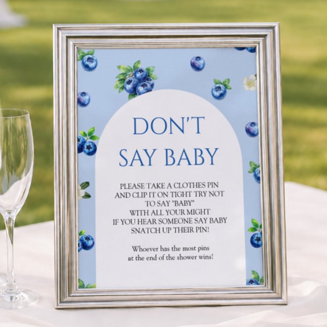 Affiche Baby Shower Myrtille Ne dites pas Bébé Jeu  (Créateur téléchargé)