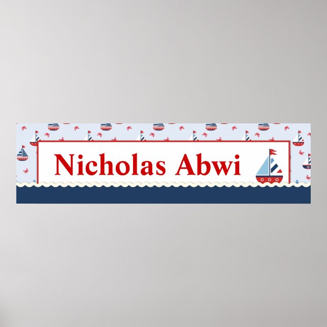 Affiche Baby shower nautique (Devant)