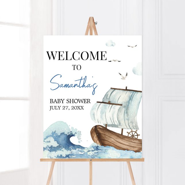 Affiche Baby shower nautique (Ahoy It's A Boy Baby Shower Welcome Sign)
