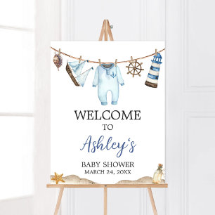 Affiche Baby shower nautique Ahoy