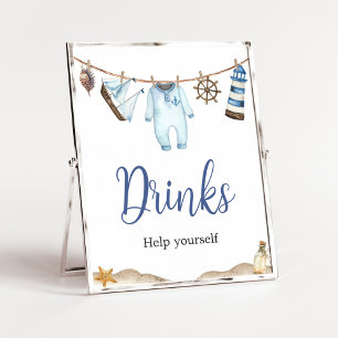Affiche Baby shower nautique Ahoy Boissons