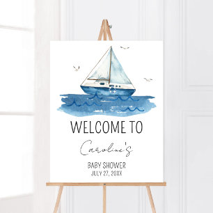 Affiche Baby shower nautique Bienvenue