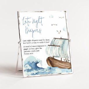 Affiche Baby shower nautique Diaports de nuit tardifs