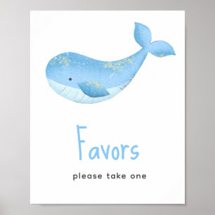 Affiche Baby shower nautique - faveurs, s'il vous plaît pr
