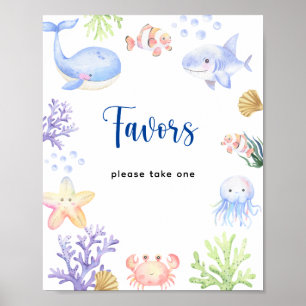Affiche Baby shower nautique - faveurs, s'il vous plaît pr