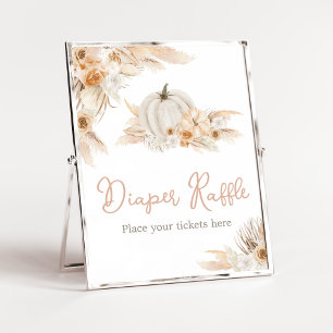Affiche Baby shower Neutre Boho Citrouille Déchets Raffle