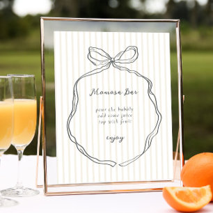 Affiche Baby shower Neutre Bow Whimsical Momosa Bar