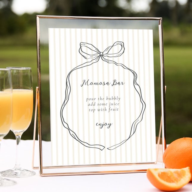 Affiche Baby shower Neutre Bow Whimsical Momosa Bar (Créateur téléchargé)