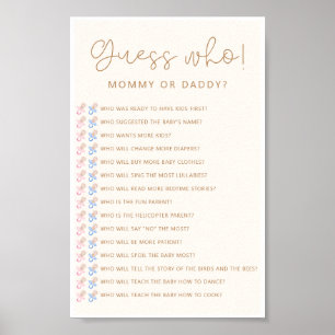 Affiche Baby shower Neutre Doux Devinez Qui Joue