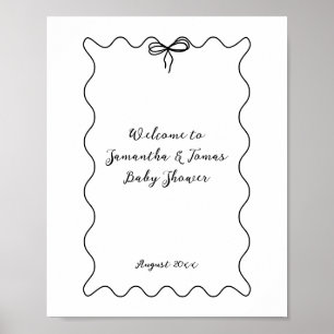 Affiche Baby shower neutre minimaliste moderne Bow