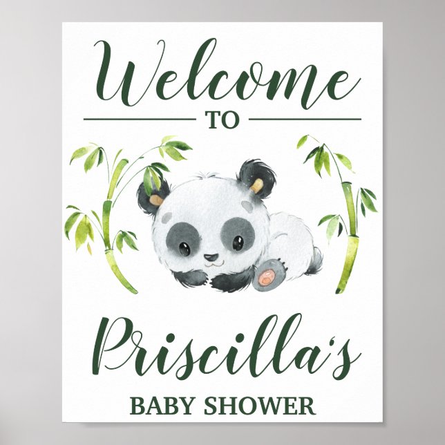 Affiche Baby shower neutre pour les femmes Panda Bienvenue (Devant)