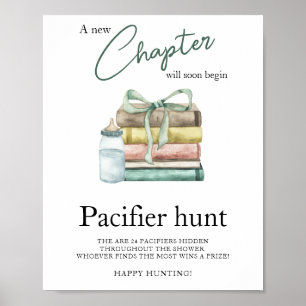 Affiche Baby shower nouveau chapitre - Jeu de chasse à la