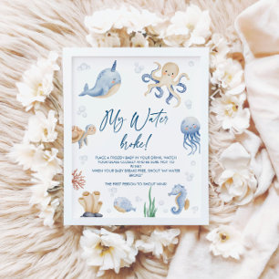 Affiche Baby shower Océanique My Water Broke Jeu