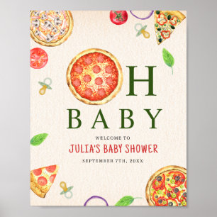 Affiche Baby shower Oh Baby Pizza + Pacificateurs