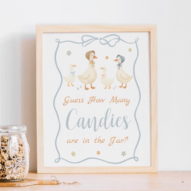 Affiche Baby shower Oie Silly Devinez Combien De Candies (Créateur téléchargé)