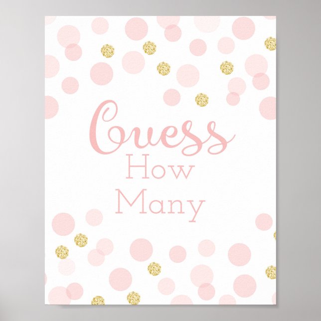 Affiche Baby shower Or Rose Devine Combien (Devant)