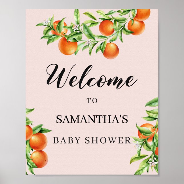 Affiche Baby shower orange agrumes signe de bienvenue 8x10 (Devant)