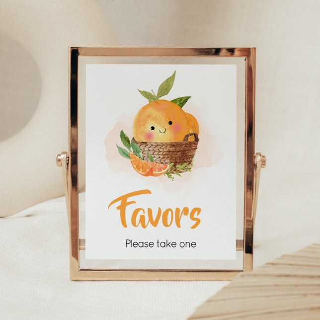 Affiche Baby shower Orange Citrus Little Cutie Faveurs (Little Cutie Orange Citrus Baby Shower Favors Sign)
