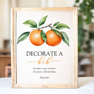 Affiche Baby shower orange Décorez Un Bib Signal