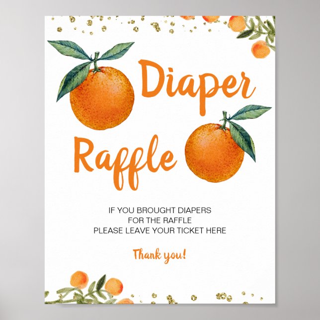 Affiche Baby shower Orange Tropical Pedestal (Devant)