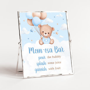 Affiche Baby shower Ours Bleu Teddy Maman Osa Bar Signal