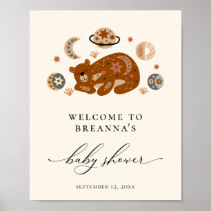 Affiche Baby shower Ours céleste Boho Bienvenue