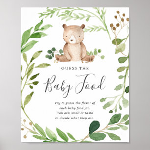 Affiche Baby shower Ours Devinez La Nourriture Bébé