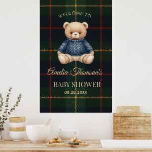 Affiche Baby Shower Ours Teddy Bear Chic Prépa