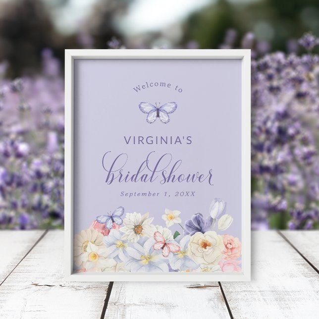 Affiche Baby Shower Papillon (Butterfly Bridal Shower Poster
)