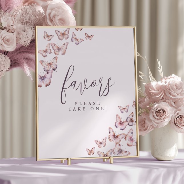 Affiche Baby shower papillon rose et violet Symbole préfér (Créateur téléchargé)