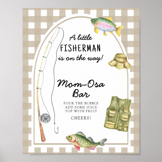 Affiche Baby shower pêche - Bar Momosa (Devant)