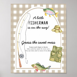 Affiche Baby shower pêcheur - Devinez le doux désordre
