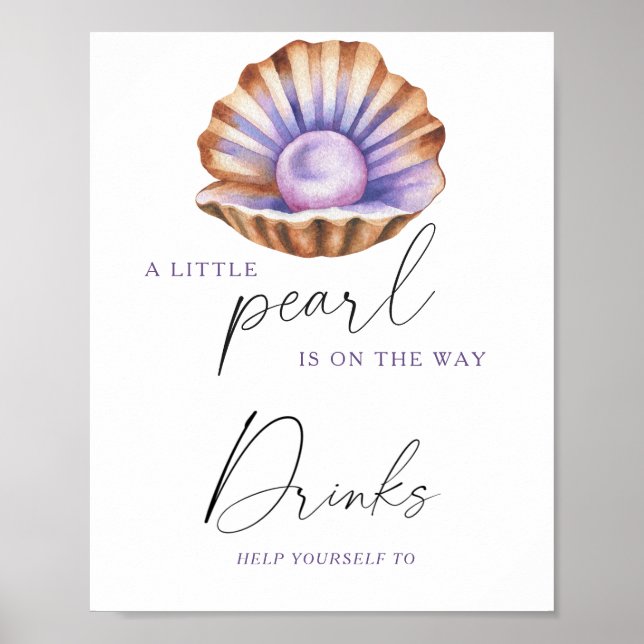 Affiche Baby shower perle - Boissons (Devant)