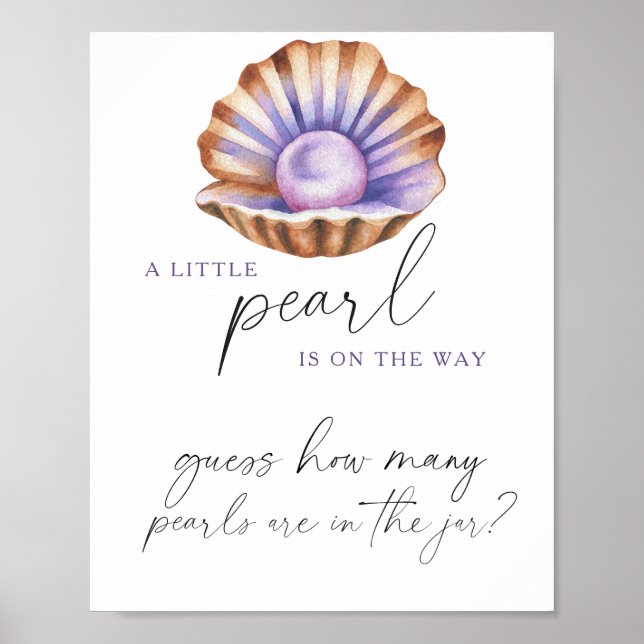 Affiche baby shower perle Devinez combien de perles (Devant)