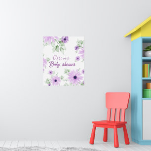 Affiche Baby shower personnalisé de fleurs d'aquarelle vio