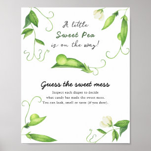 Affiche Baby shower petit pois - Devinez le doux désordre