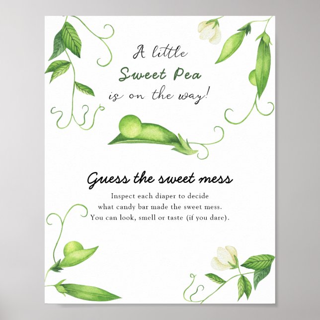 Affiche Baby shower petit pois - Devinez le doux désordre (Devant)
