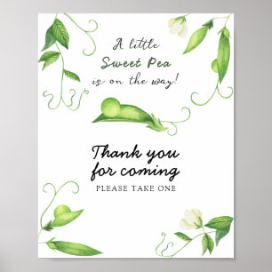 Affiche Baby shower petit pois - Merci d'être venu