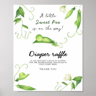 Affiche Baby shower petit pois - tombola de couches