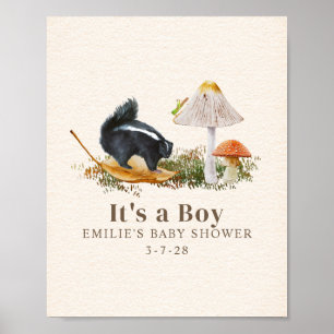 Affiche Baby shower petit puant Bois Skunk Boy