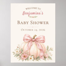 Baby Shower Petite Citrouille Fleurie Rose